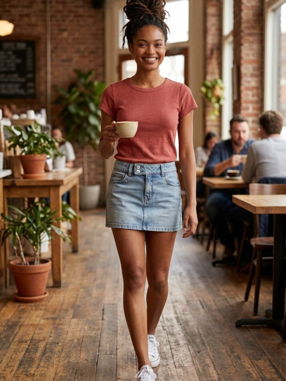 American Eagle Everyday Ribbed Scoop Neck Tee - L
